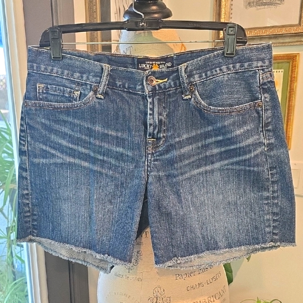 Lucky Brand ABBEY Blue Jean Shorts with Frayed Hems